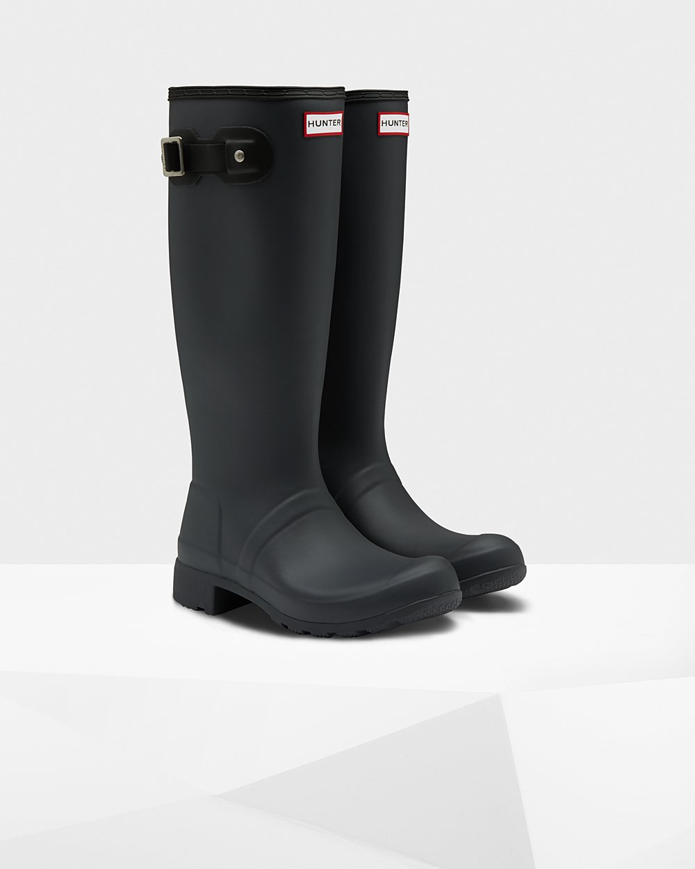 Hunter Original Tour Foldable Tall Rain Boots - Shop Womens Black - UWXRSF149